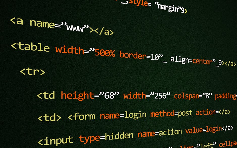 Close-up of a computer screen displaying colorful lines of code on a dark background, with various sections highlighted in red, green, and purple. The screen appears blurred, but the structure of the 